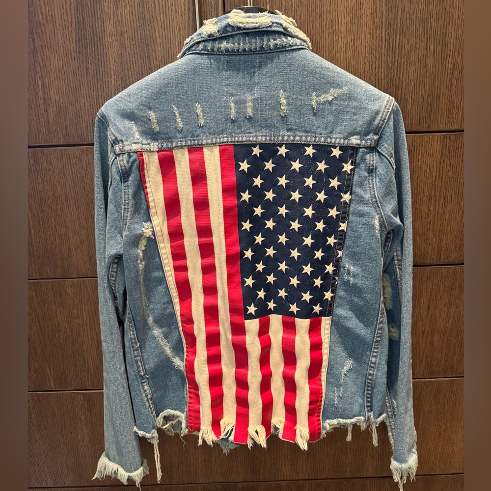 New Unif Distressed Americana Jean Jacket - Size M